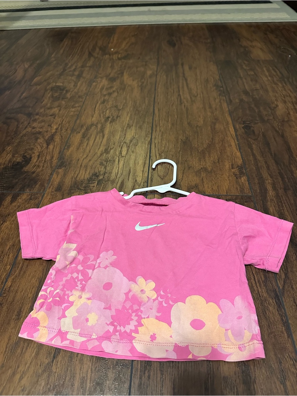 Nike Pink Floral Short Sleeve Tee with Yellow Accents